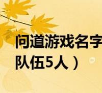 问道游戏名字队伍5人两个字(问道游戏名字队伍5人)2022-10-30综合百科