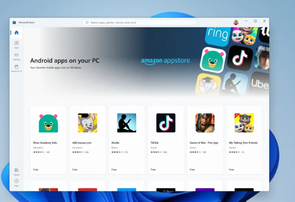 Windows11将能够旁加载Android应用程序