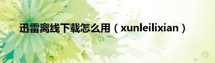 迅雷离线下载怎么用（xunleilixian）