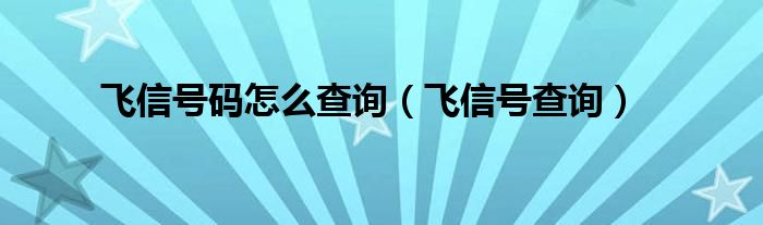 飞信号码怎么查询（飞信号查询）