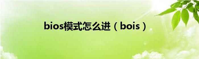 bios模式怎么进（bois）