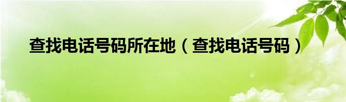 查找电话号码所在地（查找电话号码）