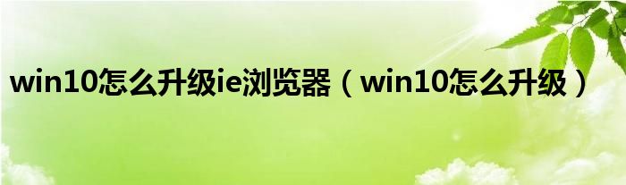 win10怎么升级ie浏览器（win10怎么升级）