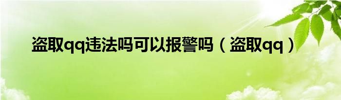 盗取qq违法吗可以报警吗（盗取qq）