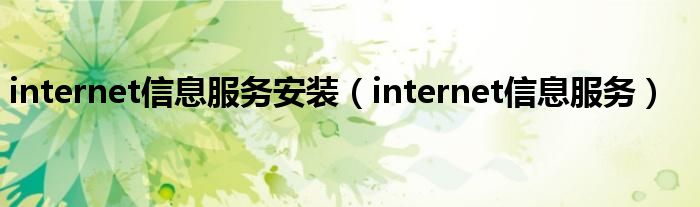 internet信息服务安装（internet信息服务）