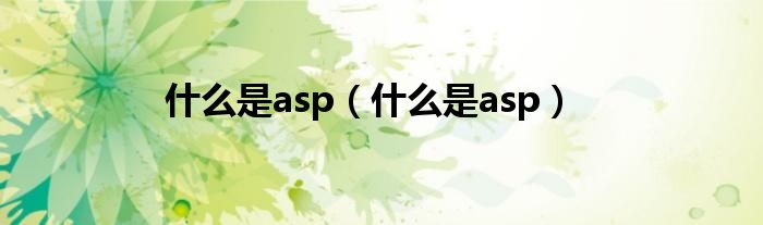 什么是asp（什么是asp）