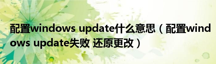 配置windows update什么意思（配置windows update失败 还原更改）