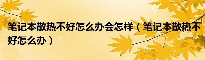 笔记本散热不好怎么办会怎样（笔记本散热不好怎么办）