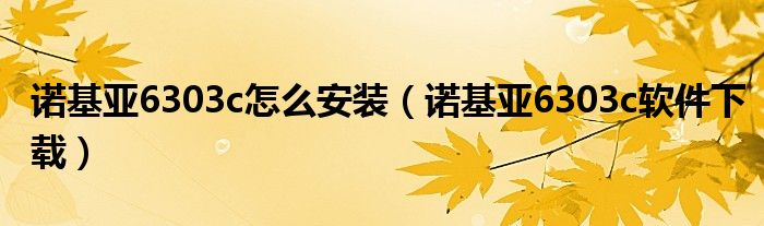 诺基亚6303c怎么安装（诺基亚6303c软件下载）