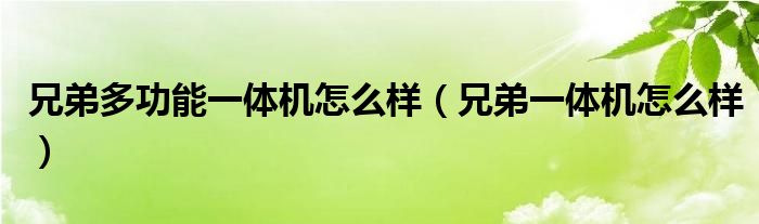 兄弟多功能一体机怎么样（兄弟一体机怎么样）