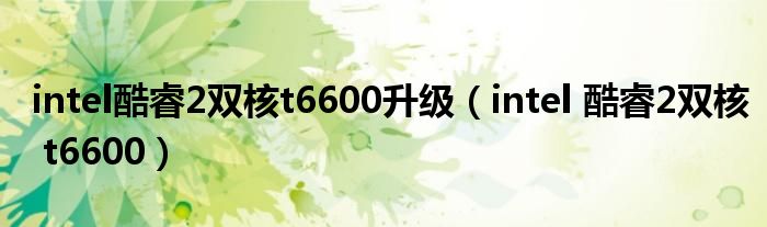 intel酷睿2双核t6600升级（intel 酷睿2双核 t6600）