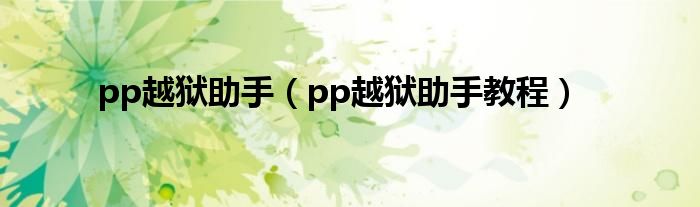 pp越狱助手（pp越狱助手教程）