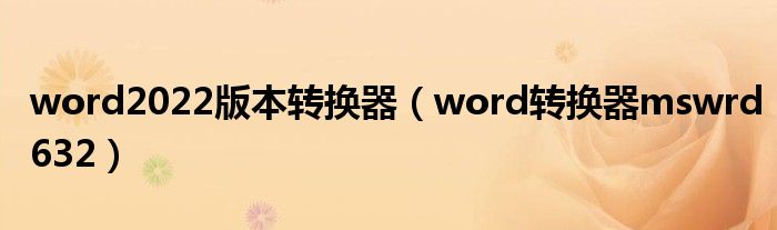 word2022版本转换器（word转换器mswrd632）