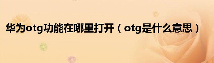 华为otg功能在哪里打开（otg是什么意思）