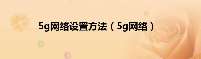 5g网络设置方法（5g网络）