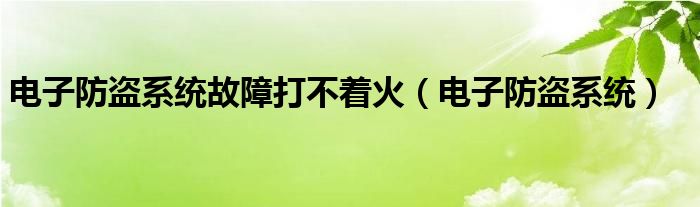 电子防盗系统故障打不着火（电子防盗系统）