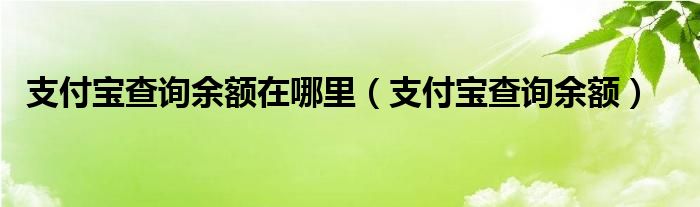 支付宝查询余额在哪里（支付宝查询余额）