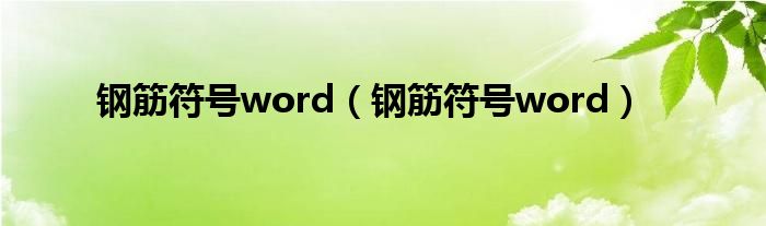 钢筋符号word（钢筋符号word）