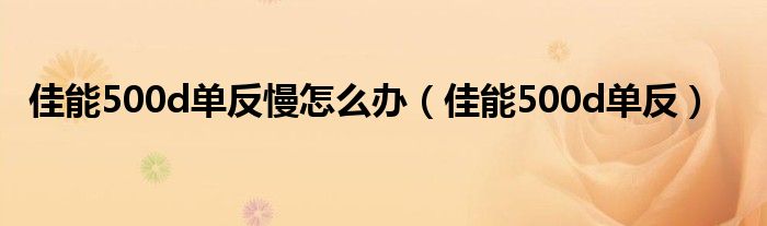 佳能500d单反慢怎么办（佳能500d单反）