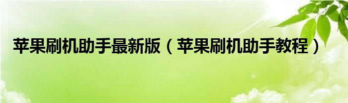 苹果刷机助手最新版（苹果刷机助手教程）