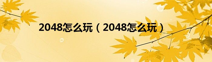 2048怎么玩（2048怎么玩）