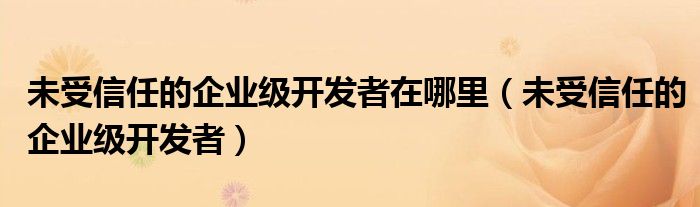 未受信任的企业级开发者在哪里（未受信任的企业级开发者）