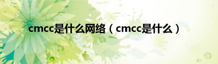 cmcc是什么网络（cmcc是什么）