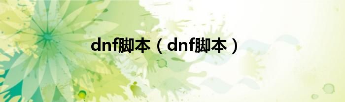 dnf脚本（dnf脚本）