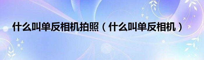 什么叫单反相机拍照（什么叫单反相机）