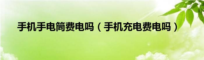 手机手电筒费电吗（手机充电费电吗）