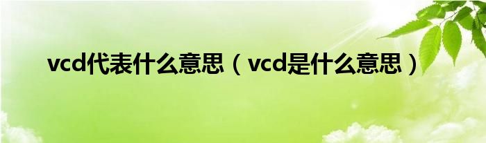 vcd代表什么意思（vcd是什么意思）