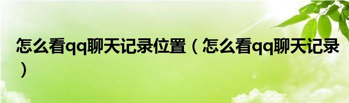 怎么看qq聊天记录位置（怎么看qq聊天记录）