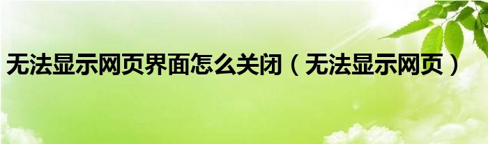 无法显示网页界面怎么关闭（无法显示网页）