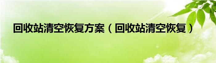 回收站清空恢复方案（回收站清空恢复）