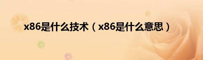 x86是什么技术（x86是什么意思）