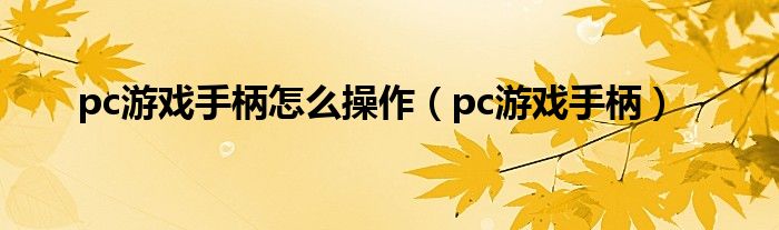 pc游戏手柄怎么操作（pc游戏手柄）