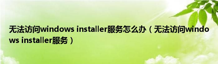 无法访问windows installer服务怎么办（无法访问windows installer服务）