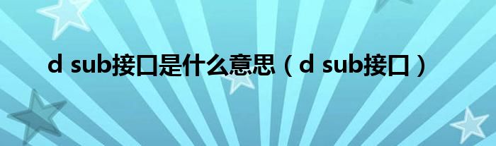 d sub接口是什么意思（d sub接口）