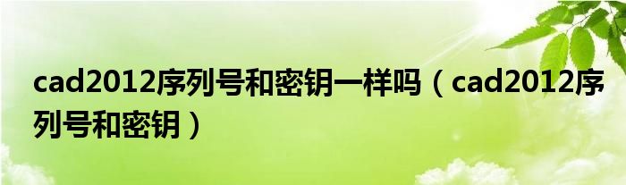 cad2012序列号和密钥一样吗（cad2012序列号和密钥）