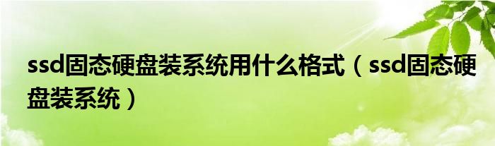 ssd固态硬盘装系统用什么格式（ssd固态硬盘装系统）