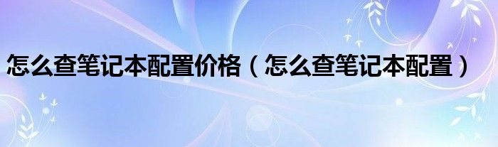 怎么查笔记本配置价格（怎么查笔记本配置）