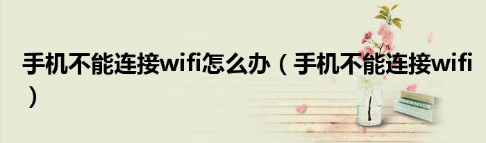 手机不能连接wifi怎么办（手机不能连接wifi）