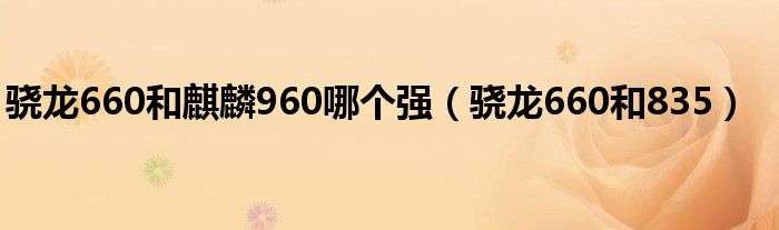 骁龙660和麒麟960哪个强（骁龙660和835）