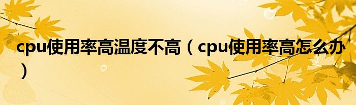 cpu使用率高温度不高（cpu使用率高怎么办）