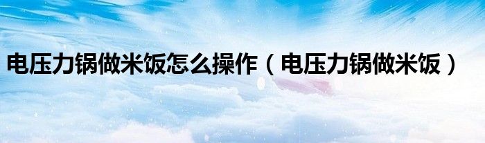 电压力锅做米饭怎么操作（电压力锅做米饭）