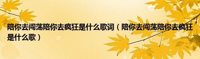 陪你去闯荡陪你去疯狂是什么歌词（陪你去闯荡陪你去疯狂是什么歌）