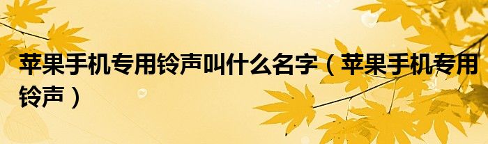 苹果手机专用铃声叫什么名字（苹果手机专用铃声）