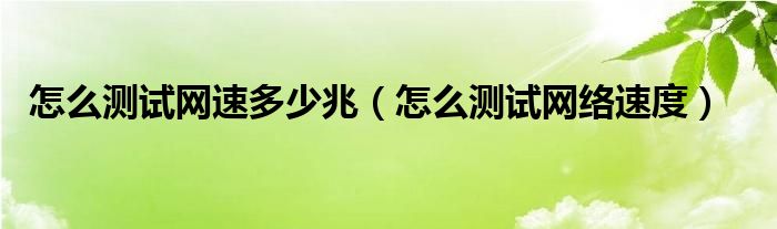 怎么测试网速多少兆（怎么测试网络速度）