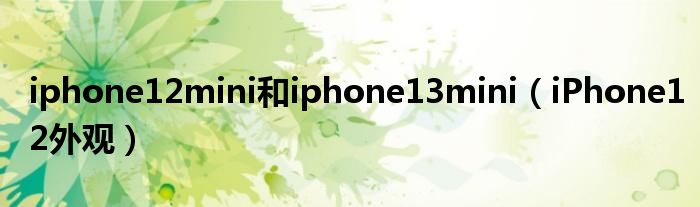 iphone12mini和iphone13mini（iPhone12外观）