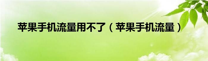 苹果手机流量用不了（苹果手机流量）